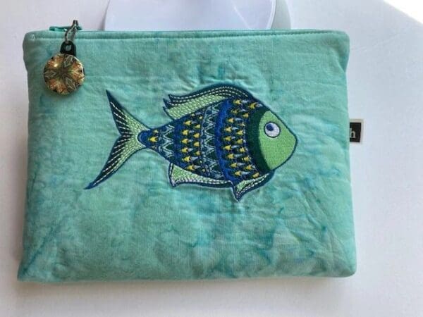 Funky Fish Embroidered Zipper Bag