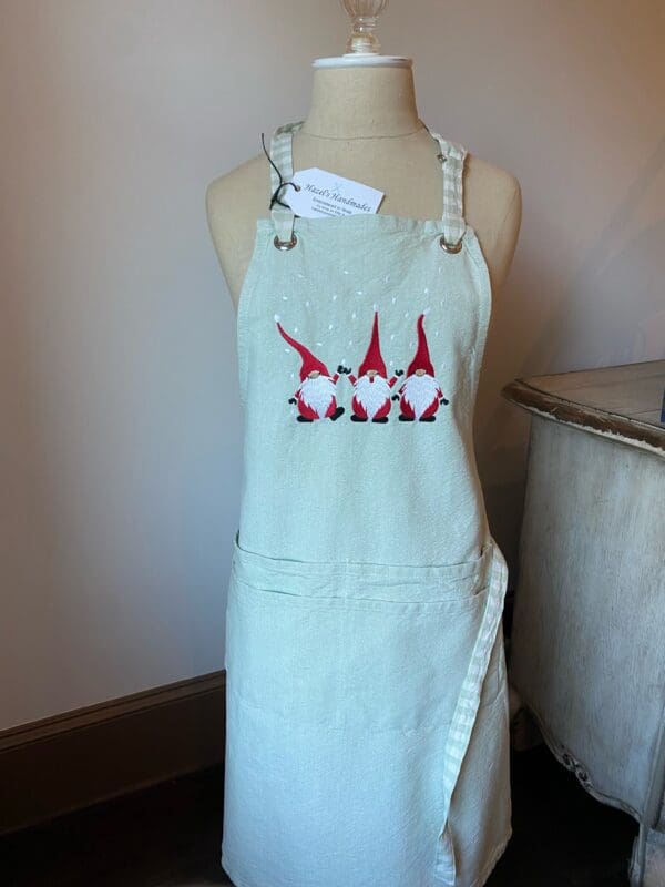 Embroidered  3 Santa Gnome Apron - Image 2