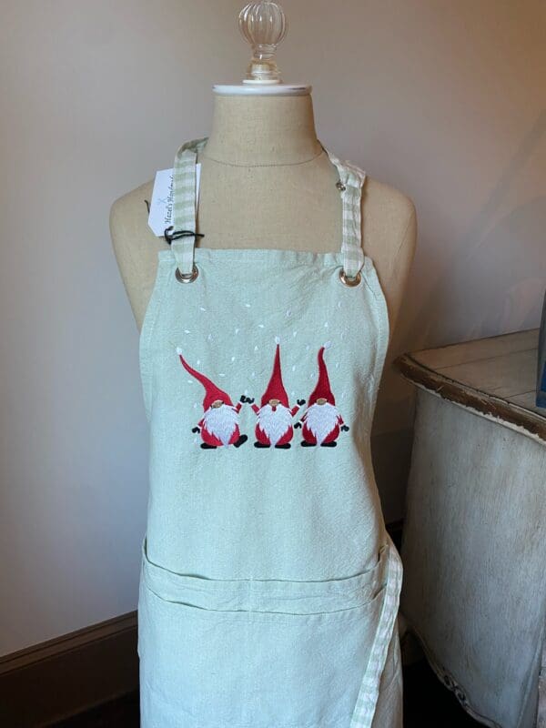 Embroidered  3 Santa Gnome Apron