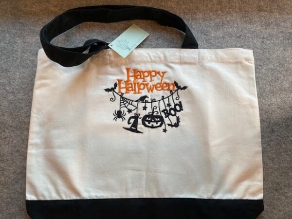 "Happy Halloween" Embroidered Tote Bag