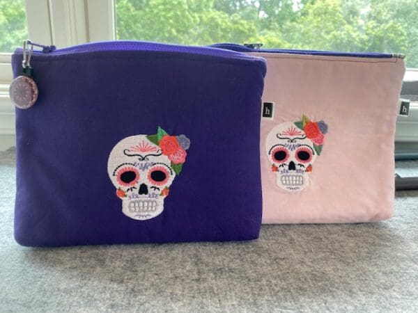 Embroidered Sugar Skull Purple - Image 4