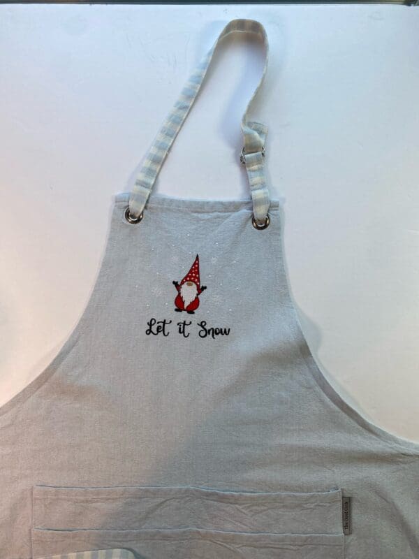 "Let It Snow" Embroidered Gnome Apron - Image 3