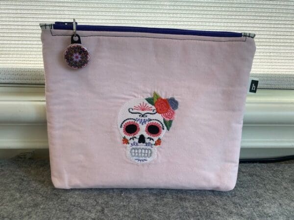 Embroidered Sugar Skull Pink