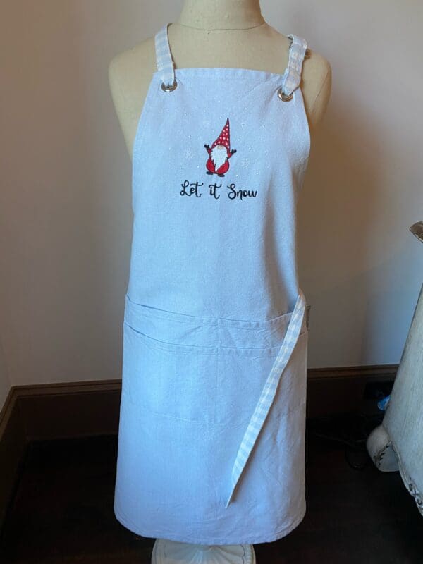 "Let It Snow" Embroidered Gnome Apron