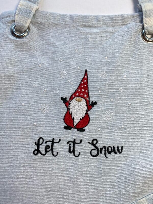 "Let It Snow" Embroidered Gnome Apron - Image 4