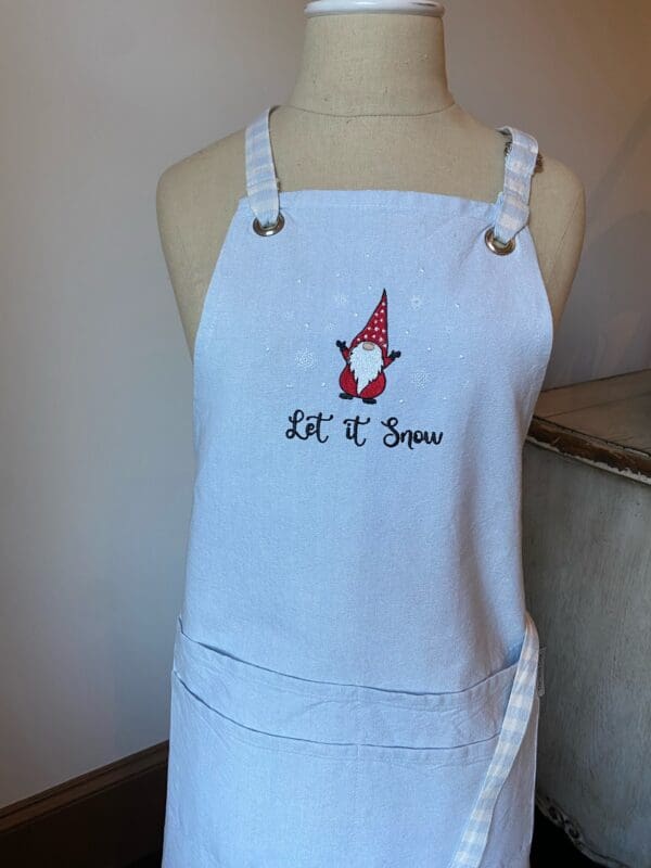 "Let It Snow" Embroidered Gnome Apron - Image 2