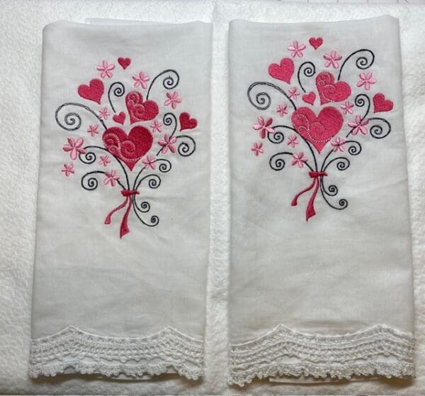 Valentines Embroidered Hand Towel