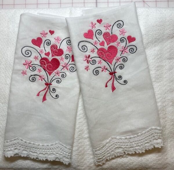 Valentines Embroidered Hand Towel - Image 2